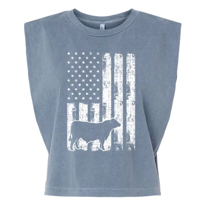 Vintage American Flag Cute Gift Usa Cow Black Angus Rancher Meaningful Gift Garment-Dyed Women's Muscle Tee