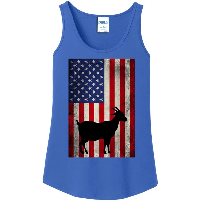 Vintage American Flag Goat 4th Of July Patriotic Gift Ladies Essential Tank