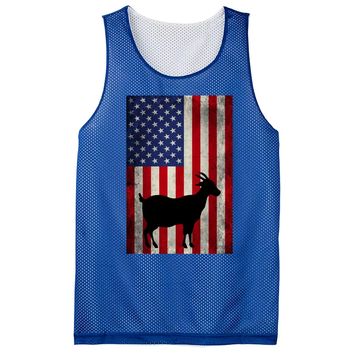 Vintage American Flag Goat 4th Of July Patriotic Gift Mesh Reversible Basketball Jersey Tank