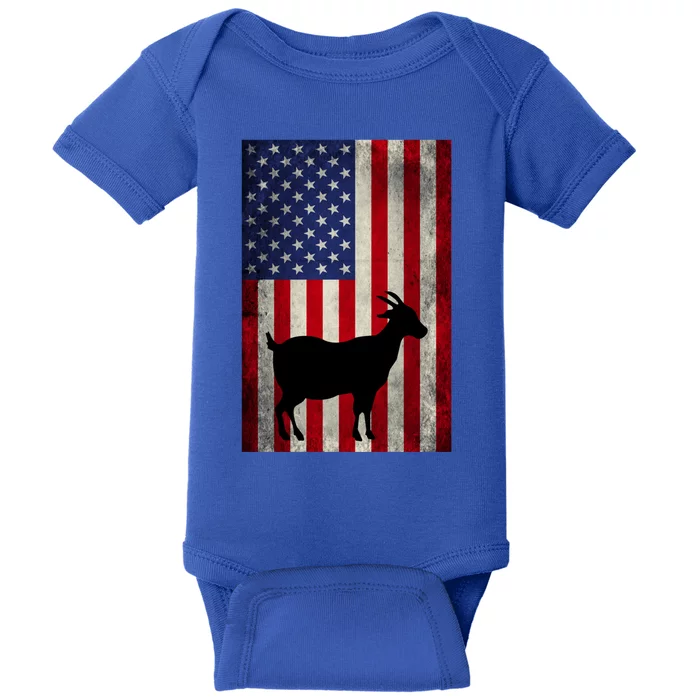 Vintage American Flag Goat 4th Of July Patriotic Gift Baby Bodysuit