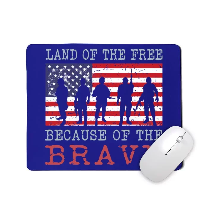 Vintage American Flag Land Of The Free Because Of The Brave Cute Gift Mousepad