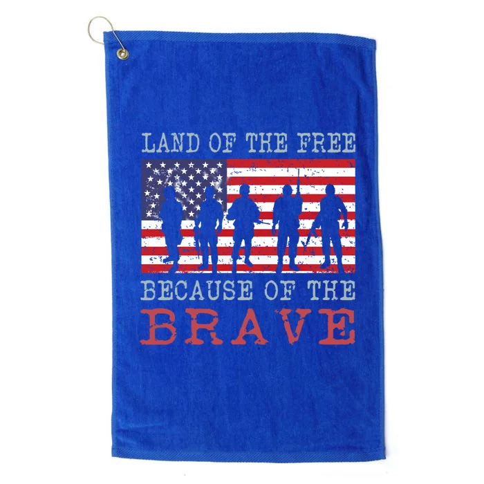 Vintage American Flag Land Of The Free Because Of The Brave Cute Gift Platinum Collection Golf Towel