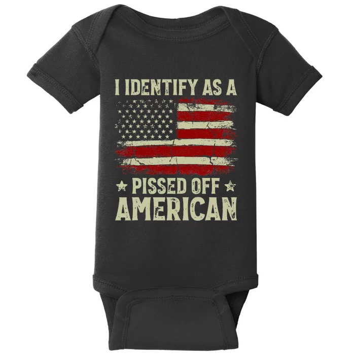 Vintage American Flag I Identify As A Pissed Off American Baby Bodysuit