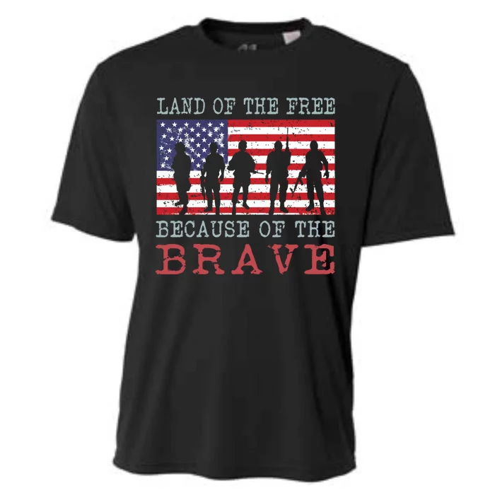 Vintage American Flag Land Of The Free Because Of The Brave Gift Cooling Performance Crew T-Shirt