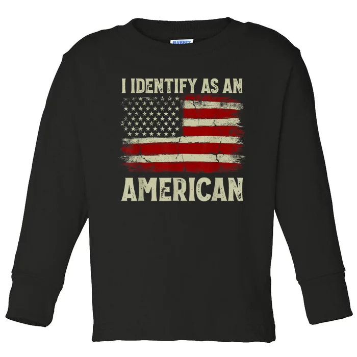 Vintage American Flag I Identify As An American Toddler Long Sleeve Shirt