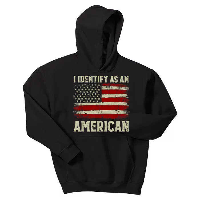 Vintage American Flag I Identify As An American Kids Hoodie