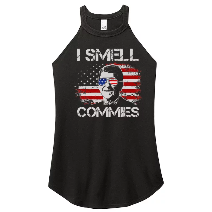 Vintage American Flag Funny Political I Smell Commies Women’s Perfect Tri Rocker Tank