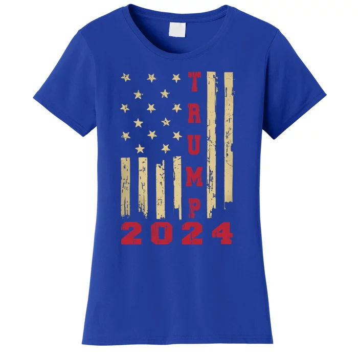 Vintage American Flag Trump 2024 Election Funny Gift Gift Women's T-Shirt