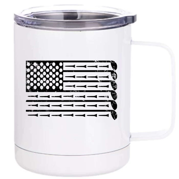 Vintage American Golf Dad Mom Gift Golf Front & Back 12oz Stainless Steel Tumbler Cup