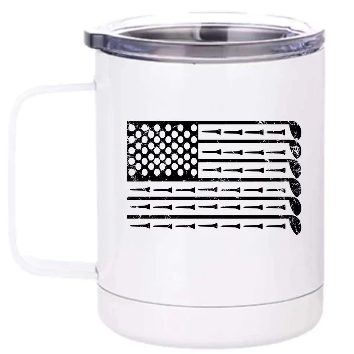 Vintage American Golf Dad Mom Gift Golf Front & Back 12oz Stainless Steel Tumbler Cup