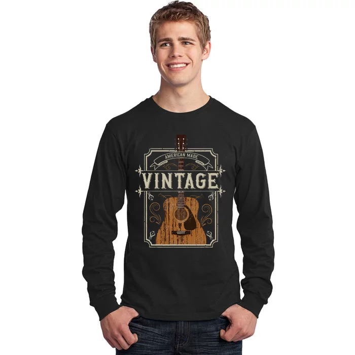 Vintage Acoustic Guitar Collector Retro Guitarist Tall Long Sleeve T-Shirt