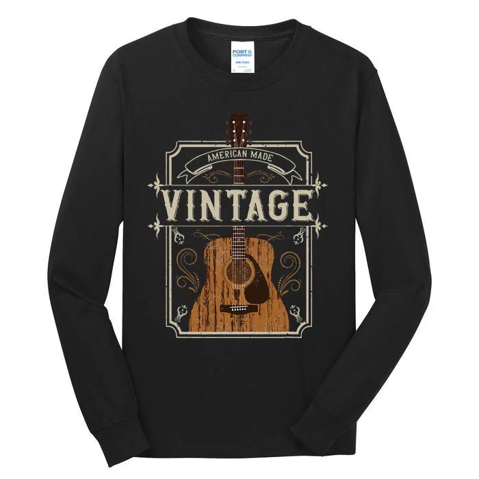 Vintage Acoustic Guitar Collector Retro Guitarist Tall Long Sleeve T-Shirt