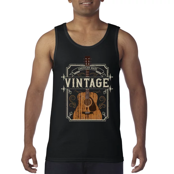 Vintage Acoustic Guitar Collector Retro Guitarist Tank Top