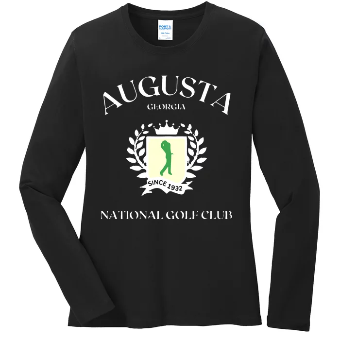 Vintage Augusta Georgia National Golf Club With Golfer Ladies Long Sleeve Shirt