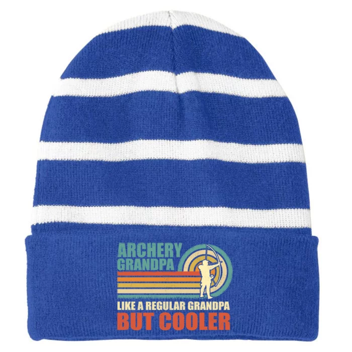 Vintage Archery Grandpa Like A Regular Grandpa Father's Day Gift Striped Beanie with Solid Band