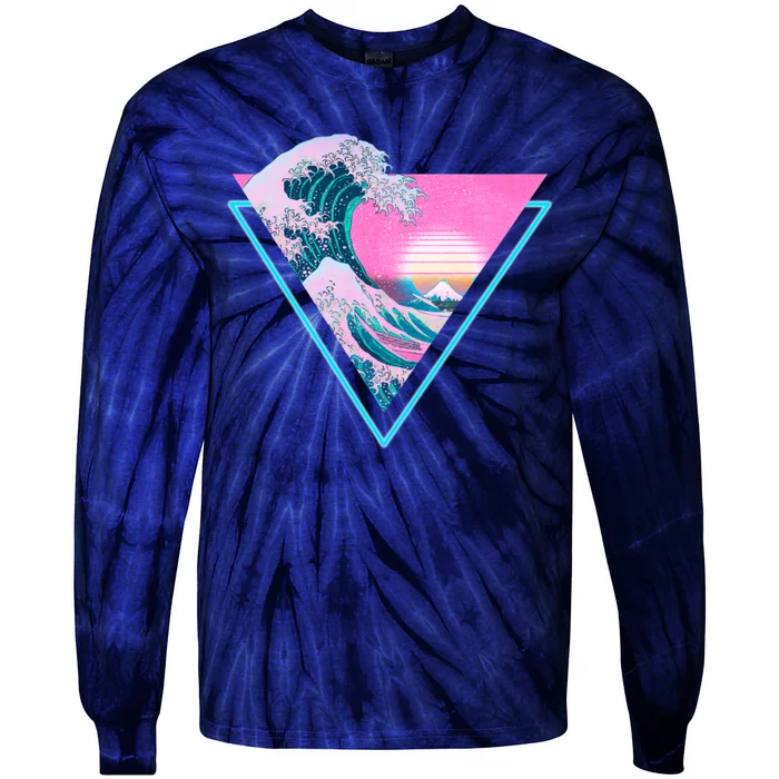 Vaporwave Aesthetic Great Wave Retro Triangle Tie-Dye Long Sleeve Shirt