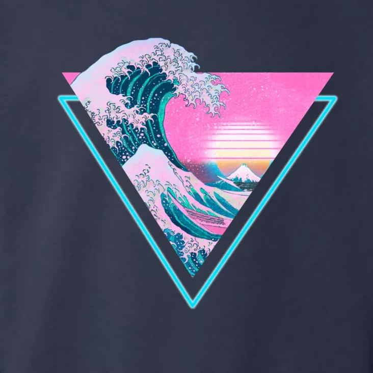 Vaporwave Aesthetic Great Wave Retro Triangle Toddler Hoodie