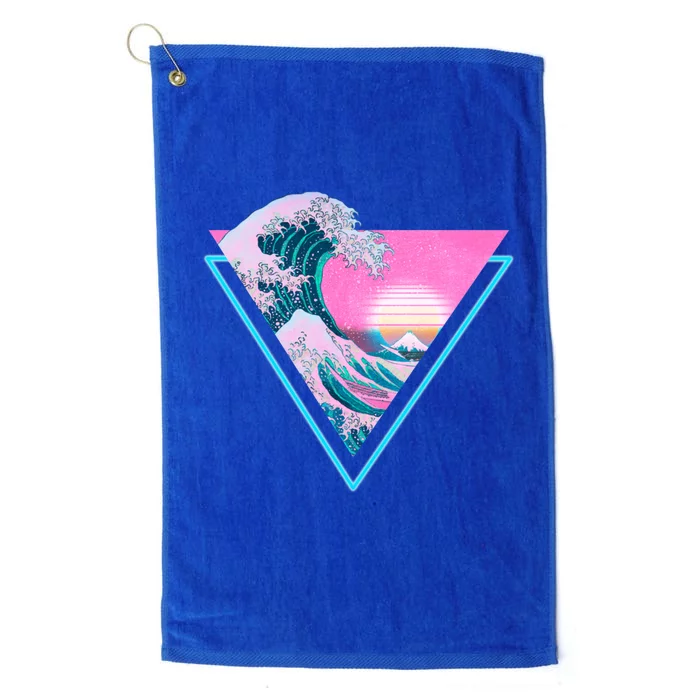 Vaporwave Aesthetic Great Wave Retro Triangle Platinum Collection Golf Towel