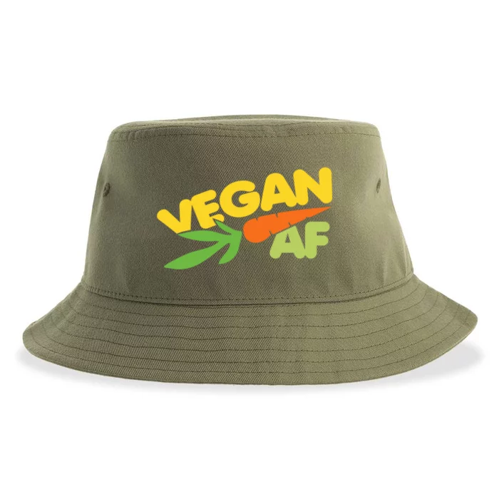 Vegan Af Gift Retro Style Veganism Funny Gift Sustainable Bucket Hat