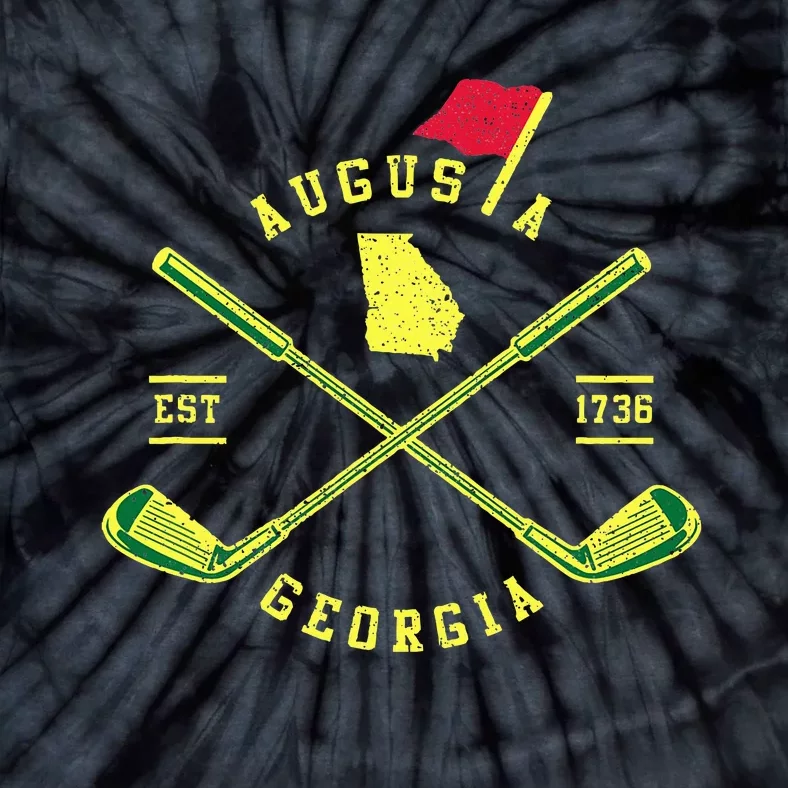 Vintage Augusta Georgia Map Golf Clubs Golfer Tie-Dye T-Shirt