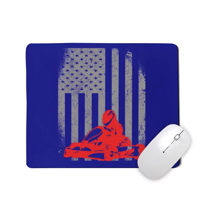 Vintage American Go Kart Racing Gift With Usa Flag Mousepad