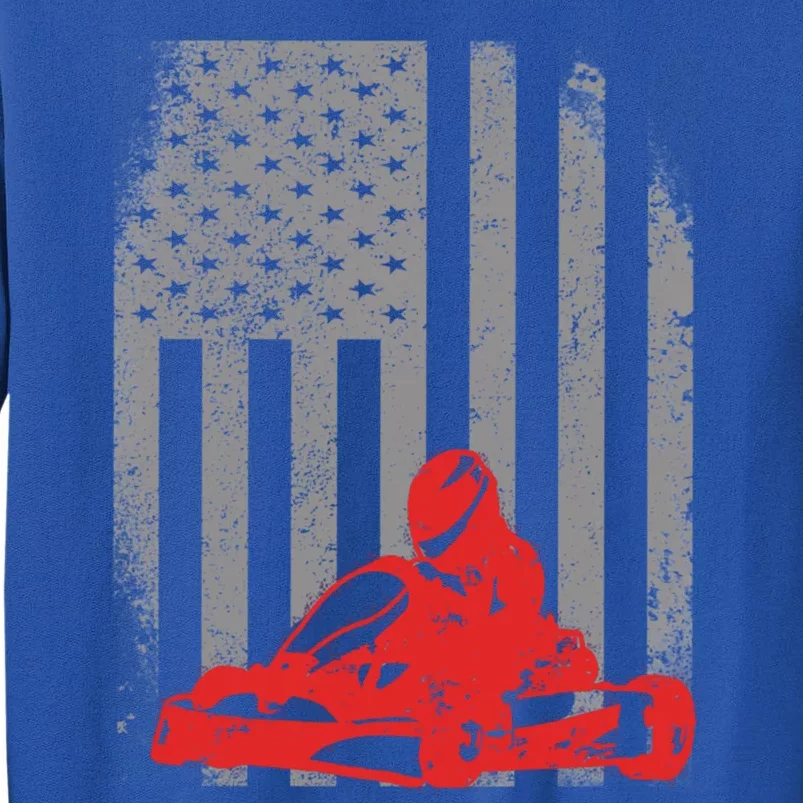 Vintage American Go Kart Racing Gift With Usa Flag Tall Sweatshirt