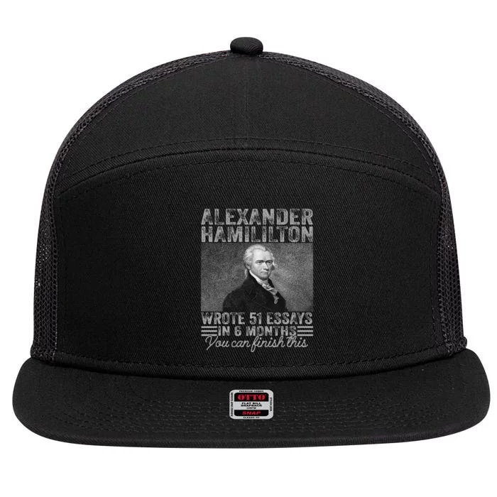 Vintage Alexander Hamilton Wrote 51 Essays In 6 Months 7 Panel Mesh Trucker Snapback Hat