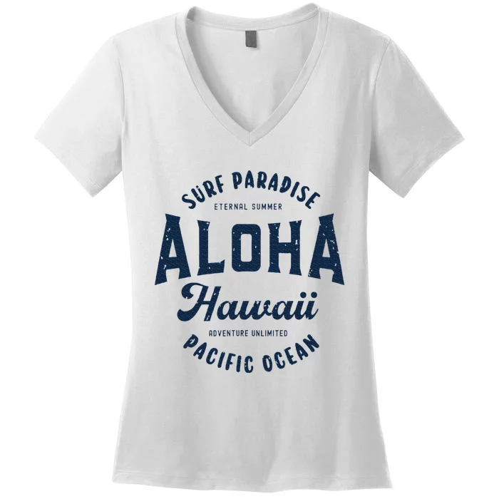 Vintage Aloha Hawaii Retro Preppy Throwback S Souvenir Women's V-Neck T-Shirt