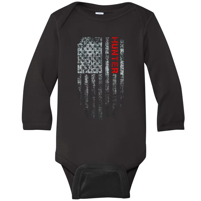 Vintage American Hunter Flag Baby Long Sleeve Bodysuit