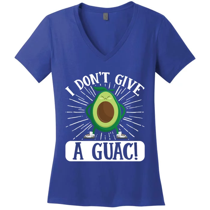 Vegan Avocado I Don’t Give A Guac! Vegetarian Gift Women's V-Neck T-Shirt