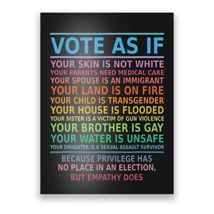 Vote As If Your Skin Is Not White Humans Rights Apparel Poster