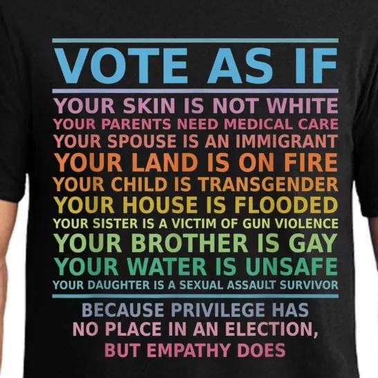 Vote As If Your Skin Is Not White Human's Rights Apparel Pajama Set