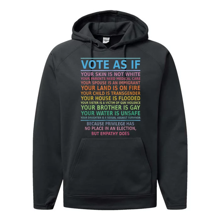 Vote As If Your Skin Is Not White Humans Rights Performance Fleece Hoodie