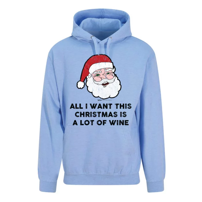 Vintage All I Want This Christmas Is A Lot Of Wine Santa Gift Unisex Surf Hoodie