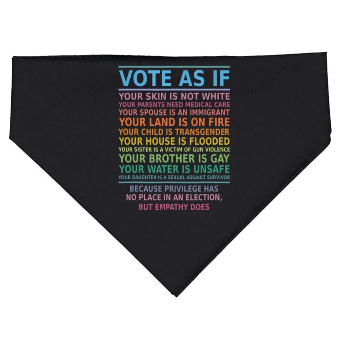 Vote As If Your Skin Is Not White Humans Rights USA-Made Doggie Bandana