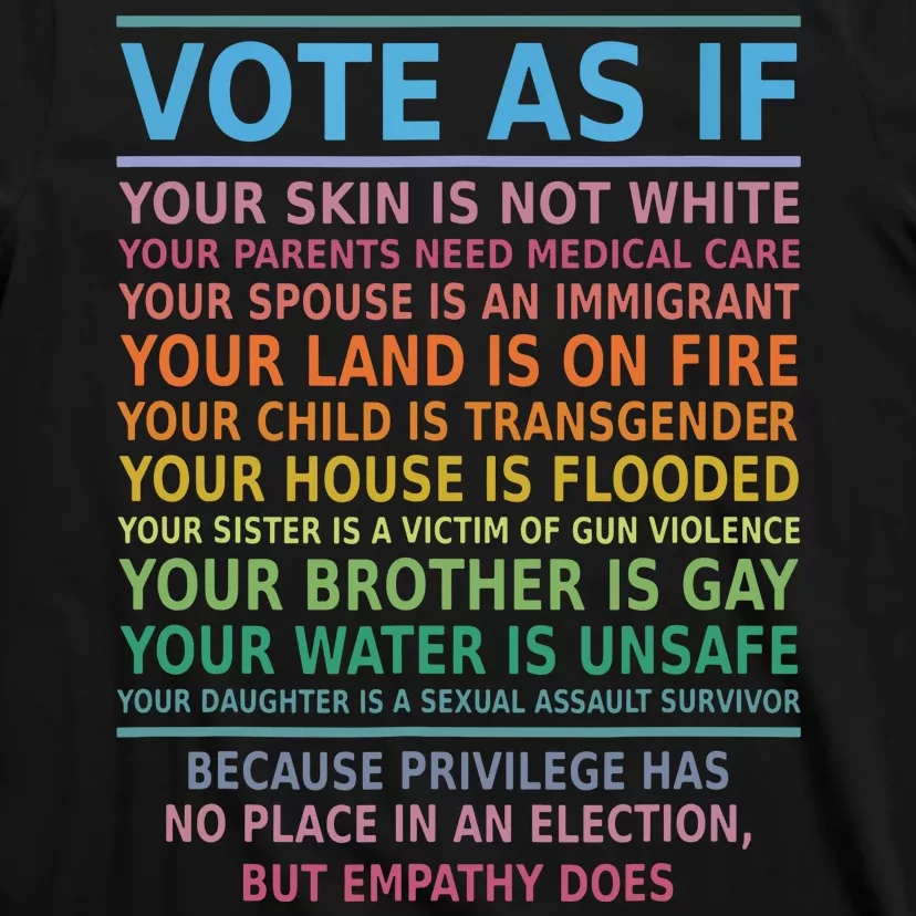 Vote As If Your Skin Is Not White Humans Rights T-Shirt