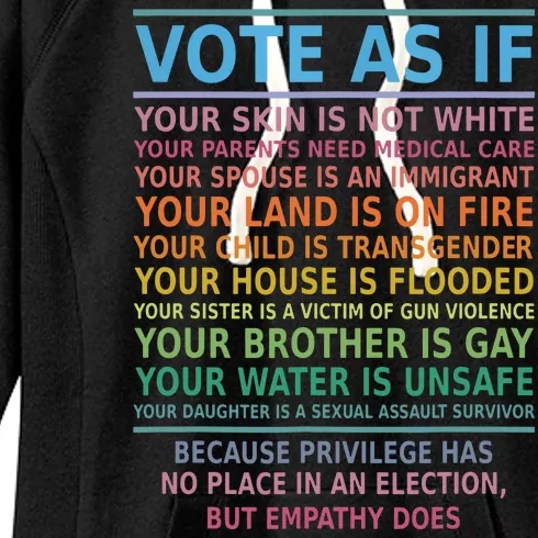 Vote As If Your Skin Is Not White Humans Rights Women's Fleece Hoodie