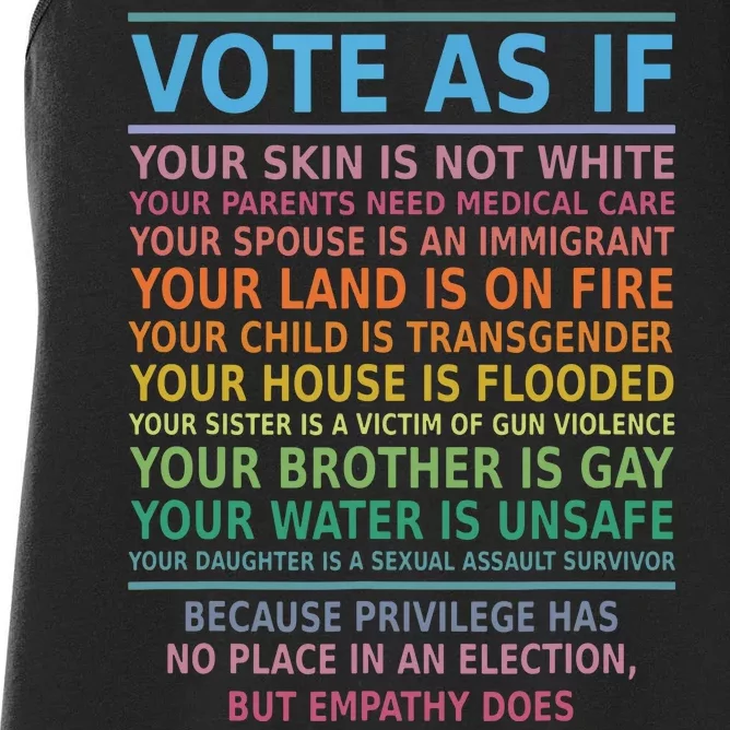 Vote As If Your Skin Is Not White Humans Rights Women's Racerback Tank