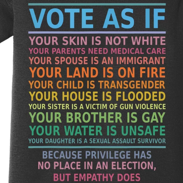 Vote As If Your Skin Is Not White Humans Rights Baby Bodysuit