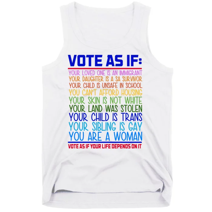 Vote As If Your Life Depends On It Quote Tank Top