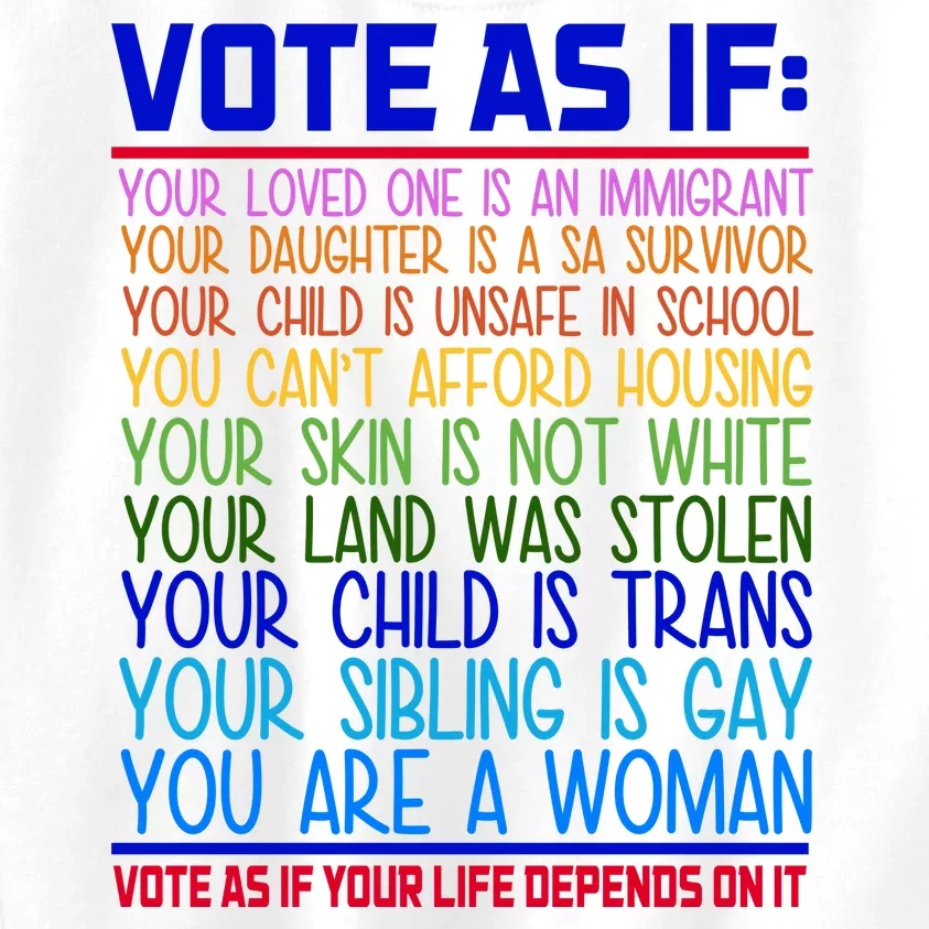 Vote As If Your Life Depends On It Quote Kids Sweatshirt