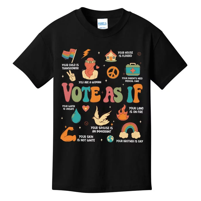 Vote As If Feminist Gift Empower Women 2024 Advocacy Kids T-Shirt