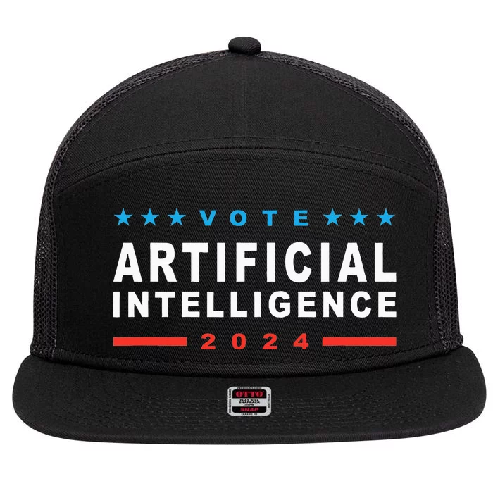 Vote Artificial Intelligence 2024 7 Panel Mesh Trucker Snapback Hat