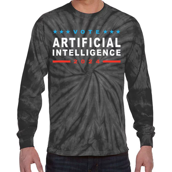 Vote Artificial Intelligence 2024 Tie-Dye Long Sleeve Shirt