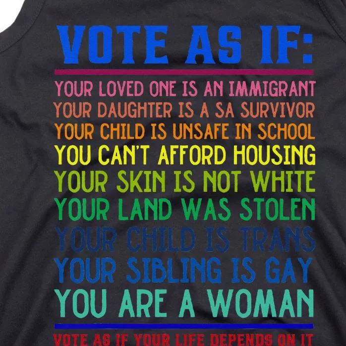 Vote As If Your Life Depends On It Human Rights Tank Top