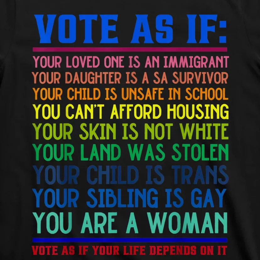 Vote As If Your Life Depends On It Human Rights Funny T-Shirt