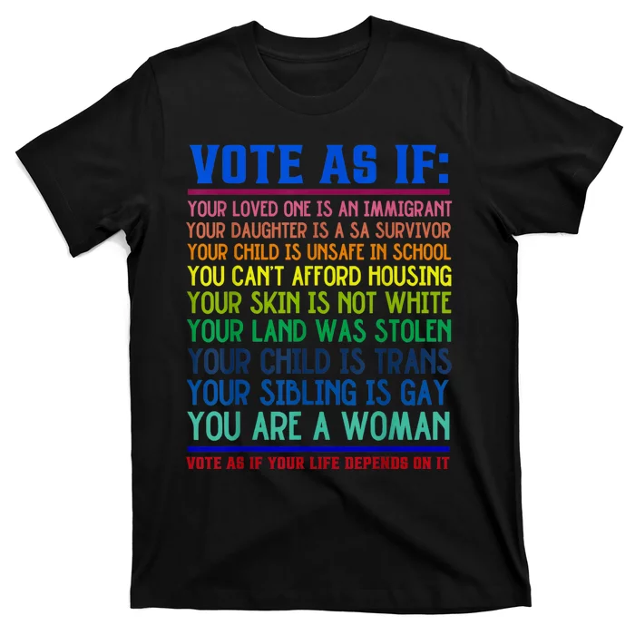 Vote As If Your Life Depends On It Human Rights Funny T-Shirt