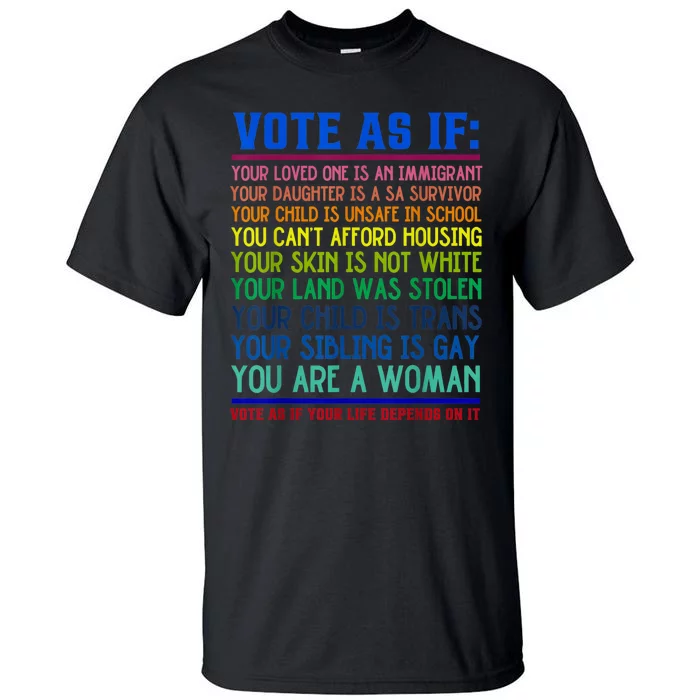 Vote As If Your Life Depends On It Human Rights Funny Tall T-Shirt