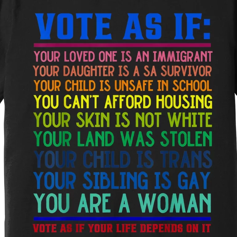 Vote As If Your Life Depends On It Human Rights Funny Premium T-Shirt