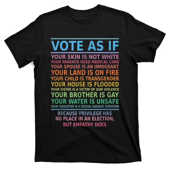 Vote As If Your Skin Is Not White HumanS Rights Apparel T-Shirt